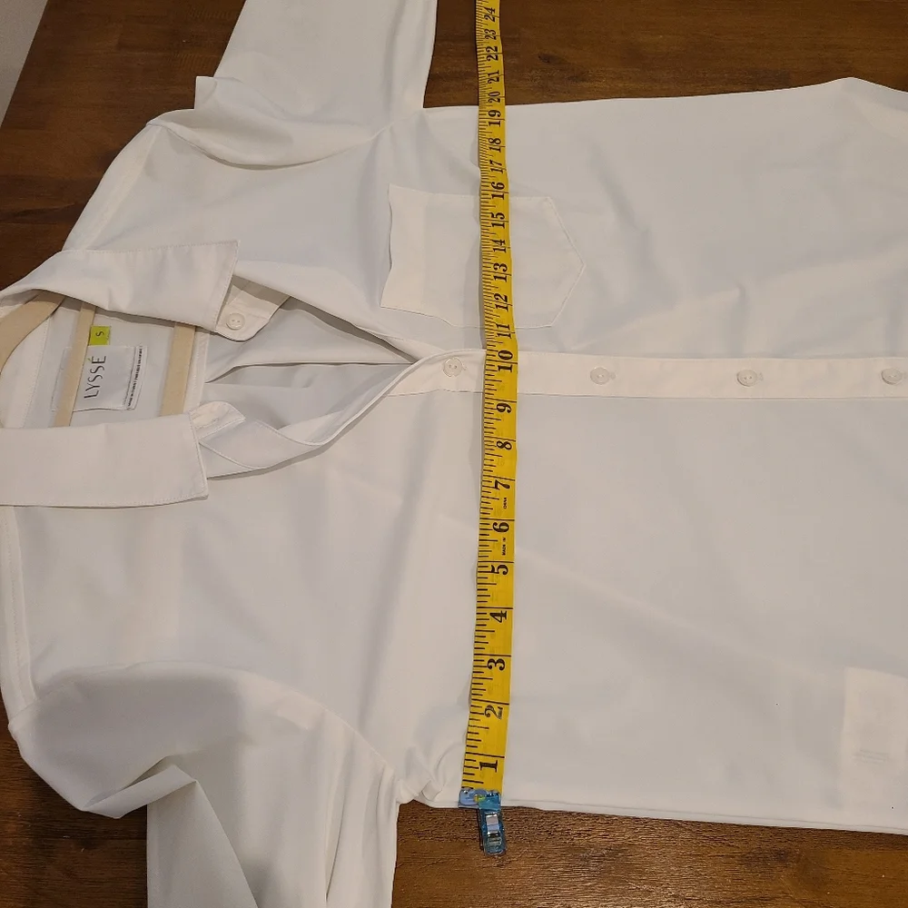 Lysse Schiffer White Button Down Stretch Long Sleeve Blouse - Picture 8 of 9